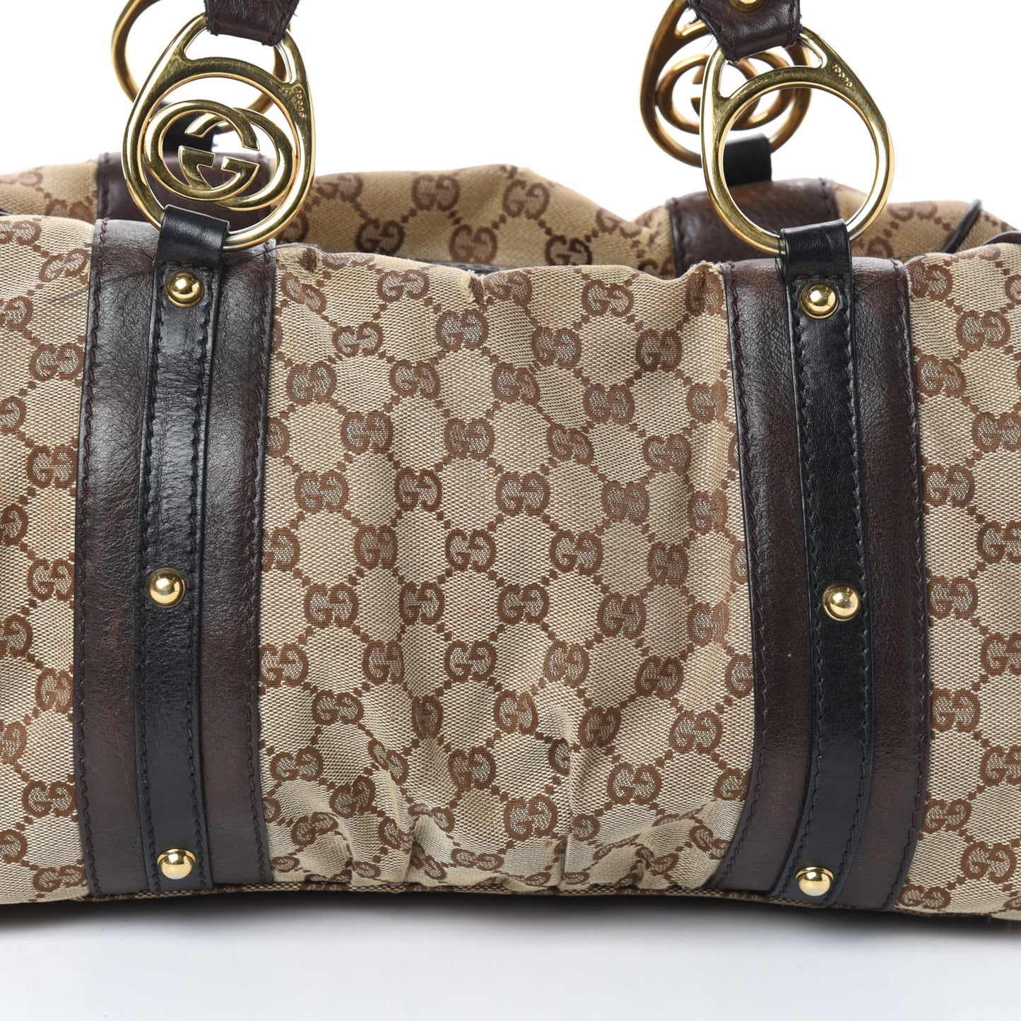 Monogram Medium Interlocking Icon Tote Dark Brown