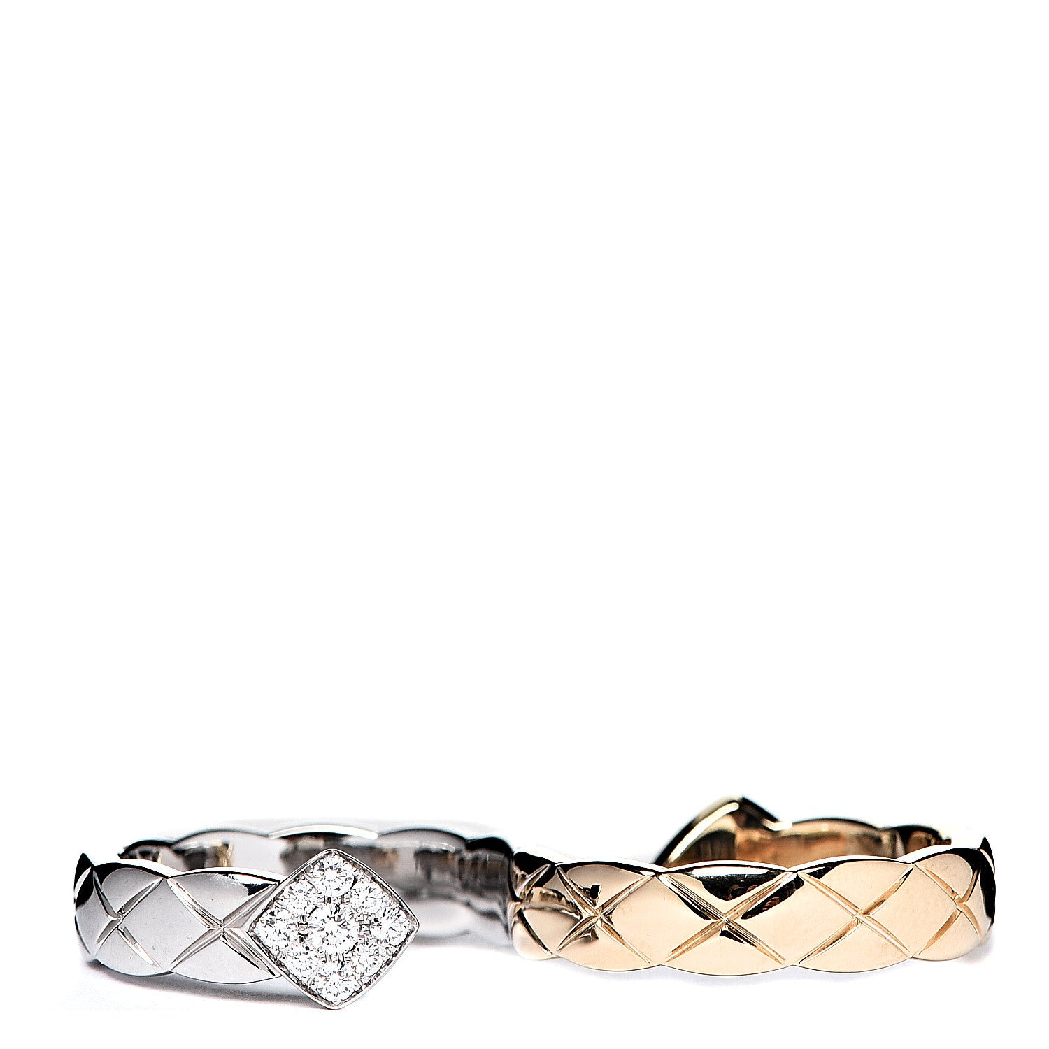 Chanel 18K Yellow White Gold Diamond Coco Crush Two Finger Ring 2 of 6