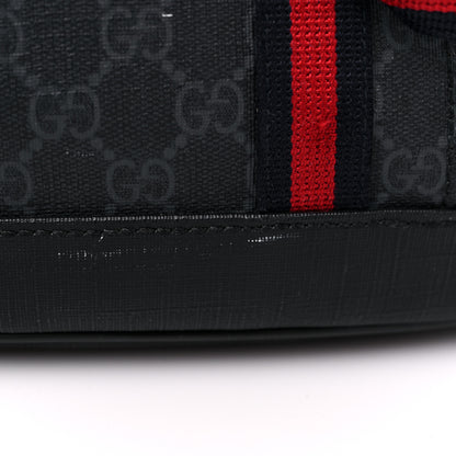 Gucci Soft GG Supreme Monogram Calfskin Web Double Buckle Backpack Black 14 of 19
