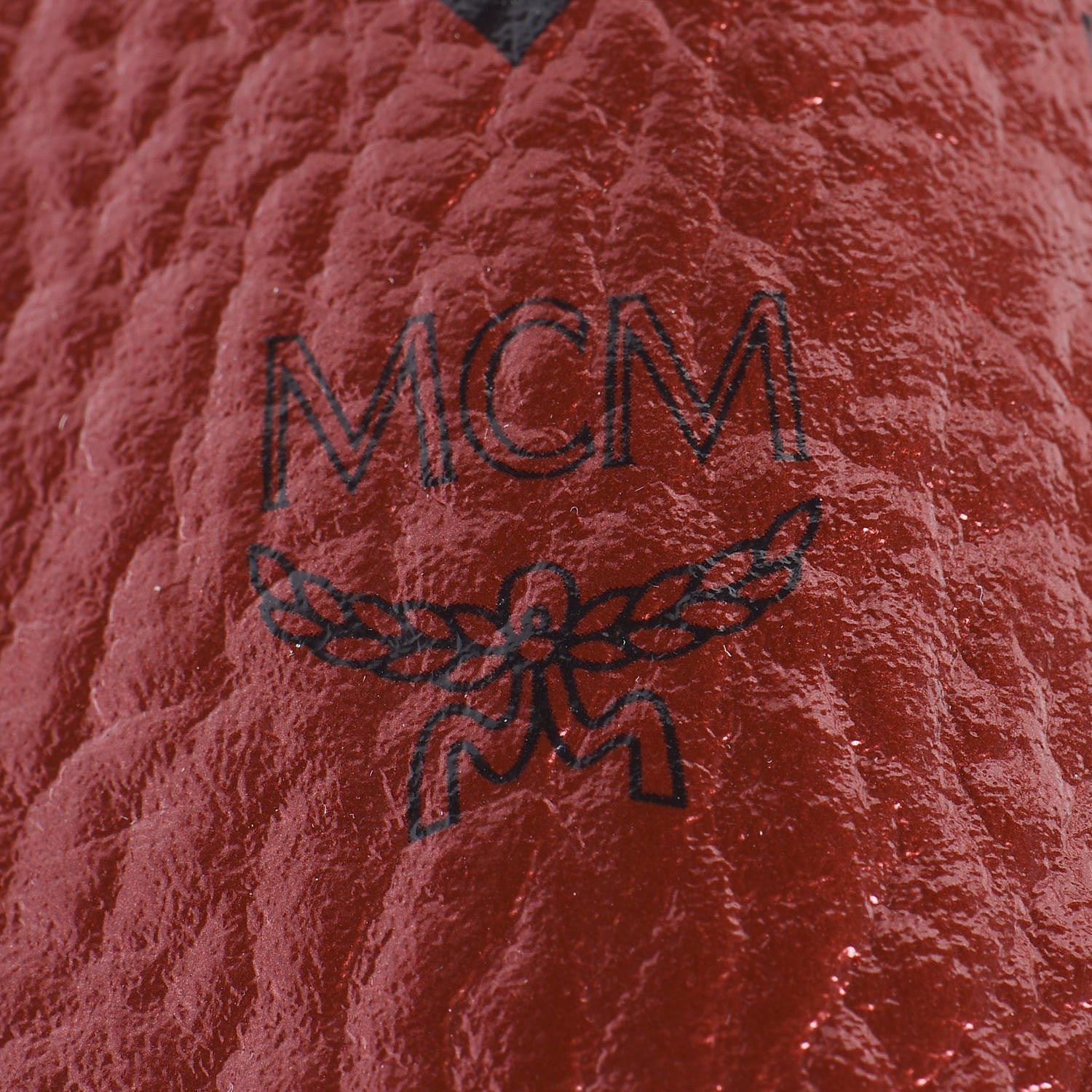 MCM Metallic Visetos Medium Shopper Tote Scooter Red 10 of 10
