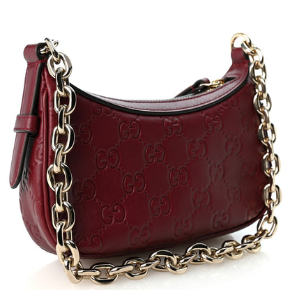 Gucci GG Calfskin Embossed Emblem Mini Shoulder Bag Rosso Ancora 3 of 10