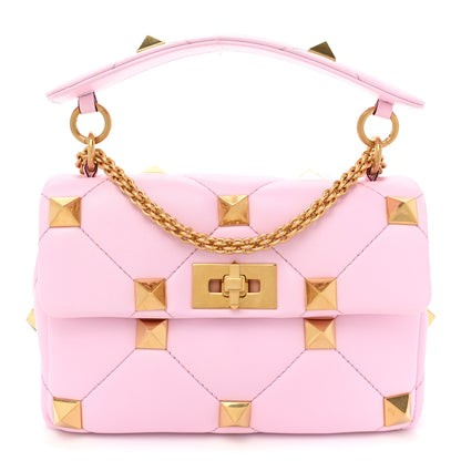 Valentino Garavani Nappa Medium Roman Stud Shoulder Bag Pink Borealis 1 of 8