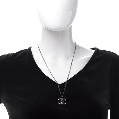 Chanel Ruthenium Enamel CC Necklace Silver 2 of 6