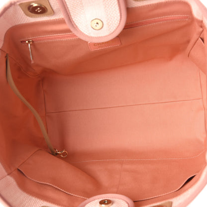 Chanel Mixed Fibers Calfskin Striped Medium Deauville Tote Light Pink 4 of 10