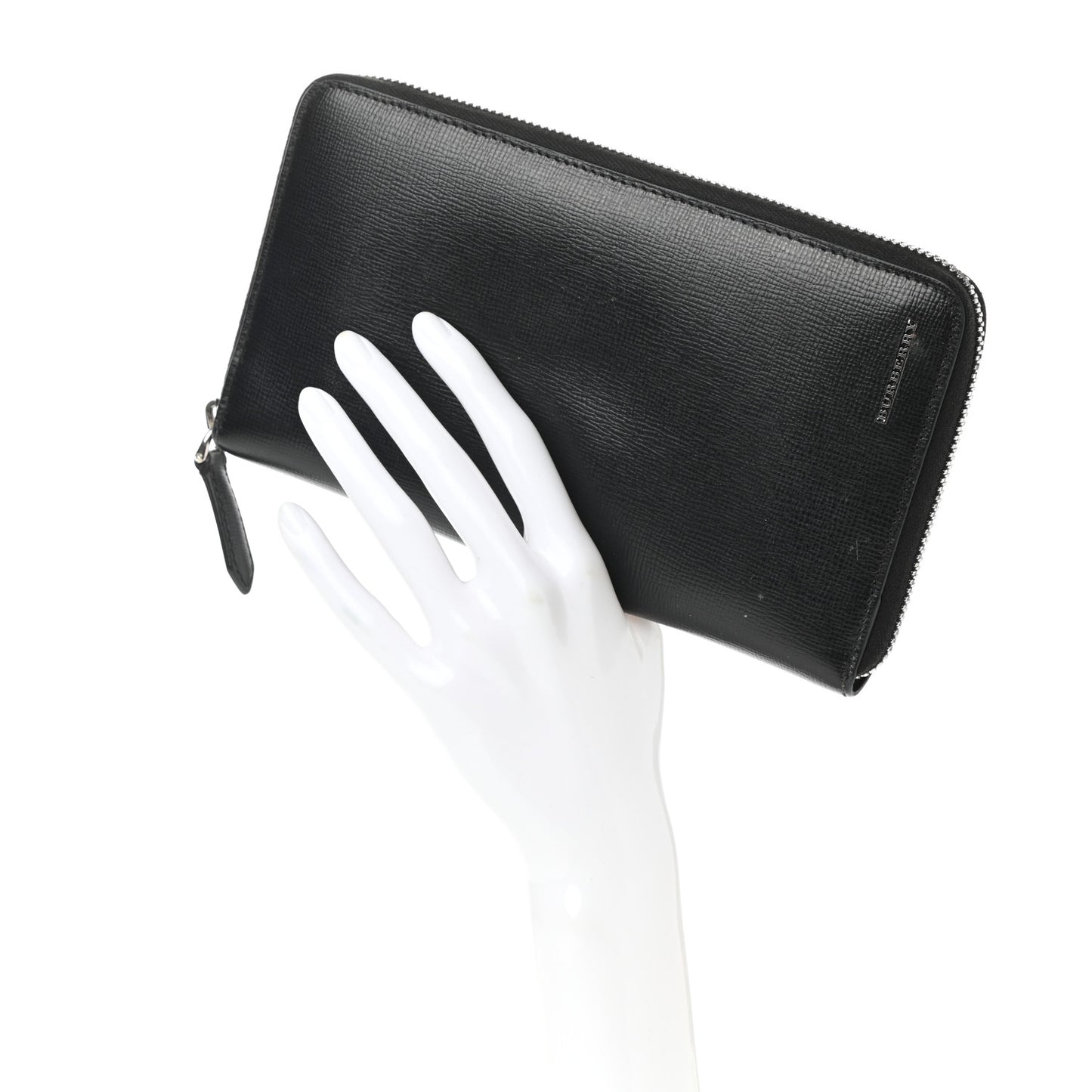 London Grainy Calfskin Renfrew Long Zip Around Wallet Black