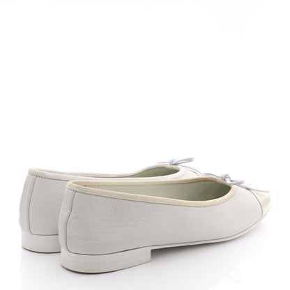 Chanel Calfskin Cap Toe CC Ballerina Flats 37.5 White 4 of 8