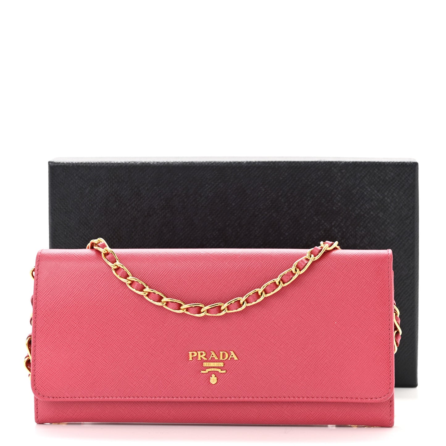 Saffiano Metal Oro Chain Wallet Peonia