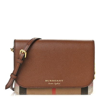 Burberry Derby Calfskin House Check Mini Hampshire Crossbody Tan 1 of 12