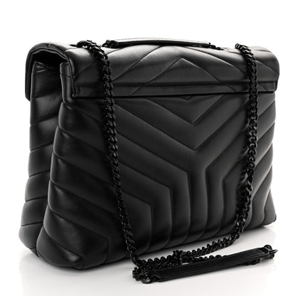 Saint Laurent Calfskin Y Quilted Monogram Monochrome Medium Loulou Chain Satchel Black 3 of 9