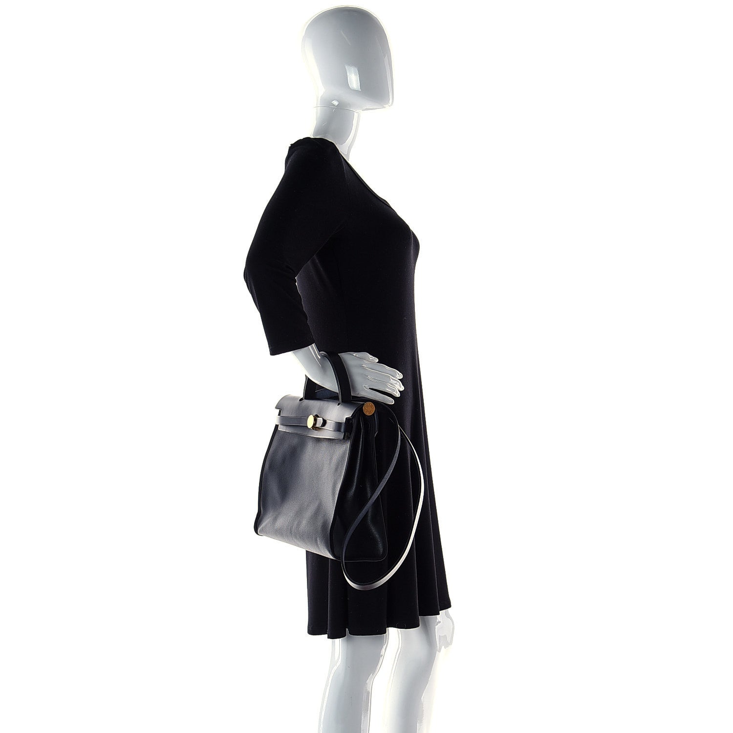 Hermes Toile H Berline Vache Hunter Herbag Zip PM 31 Black Ecru 4 of 7