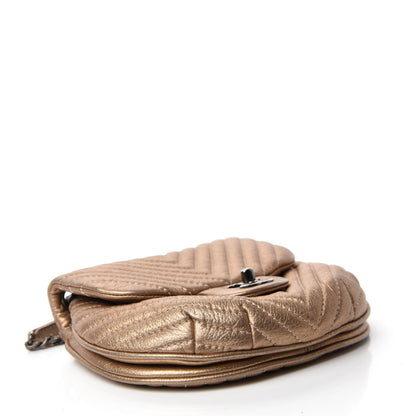 Chanel Metallic Aged Calfskin Chevron Small Bubble CC Flap Gold 4 of 11