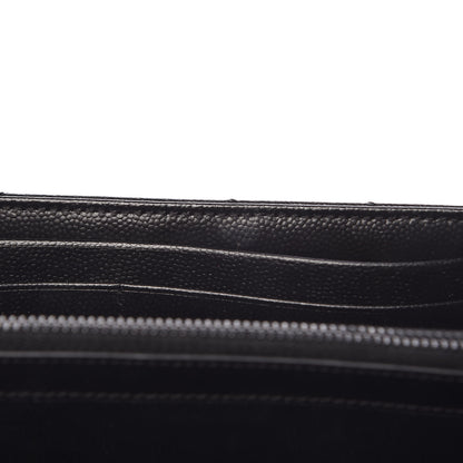Saint Laurent Grain De Poudre Matelasse Chevron Monogram Chain Wallet Black 9 of 11