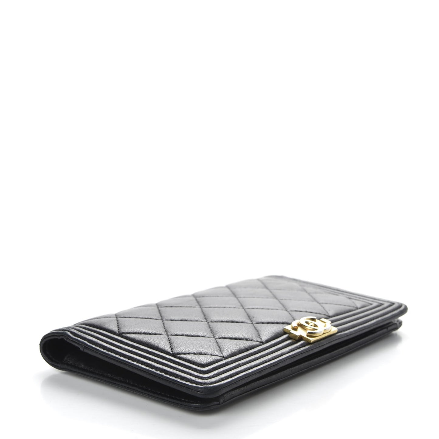 Lambskin Quilted Boy Yen Wallet Black