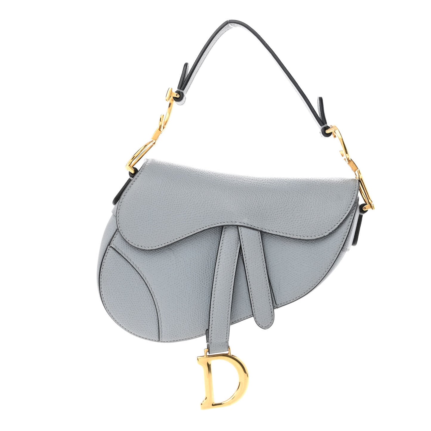 Grained Calfskin Mini Saddle Bag Sky Blue