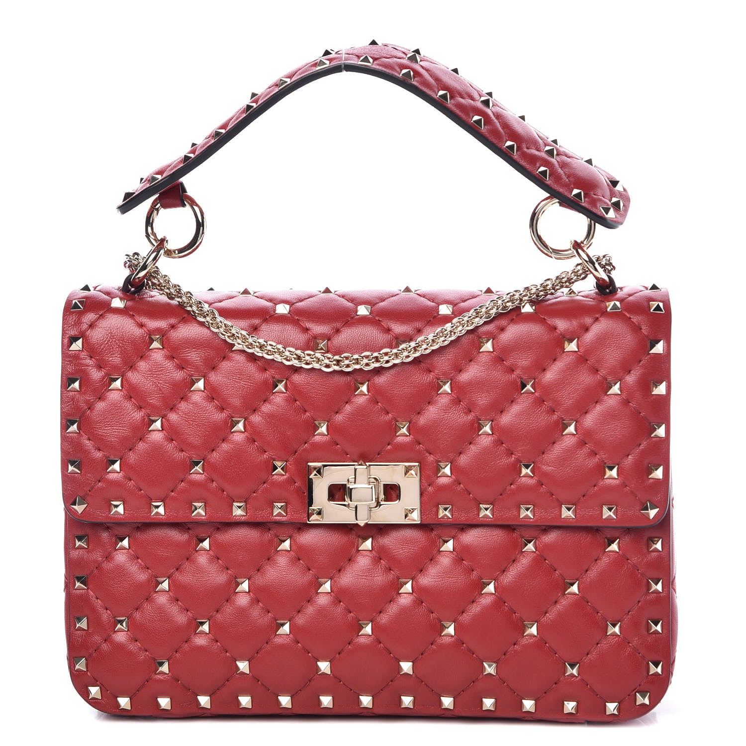 Valentino Garavani Nappa Medium Rockstud Spike Shoulder Bag Rosso Valentino 1 of 9