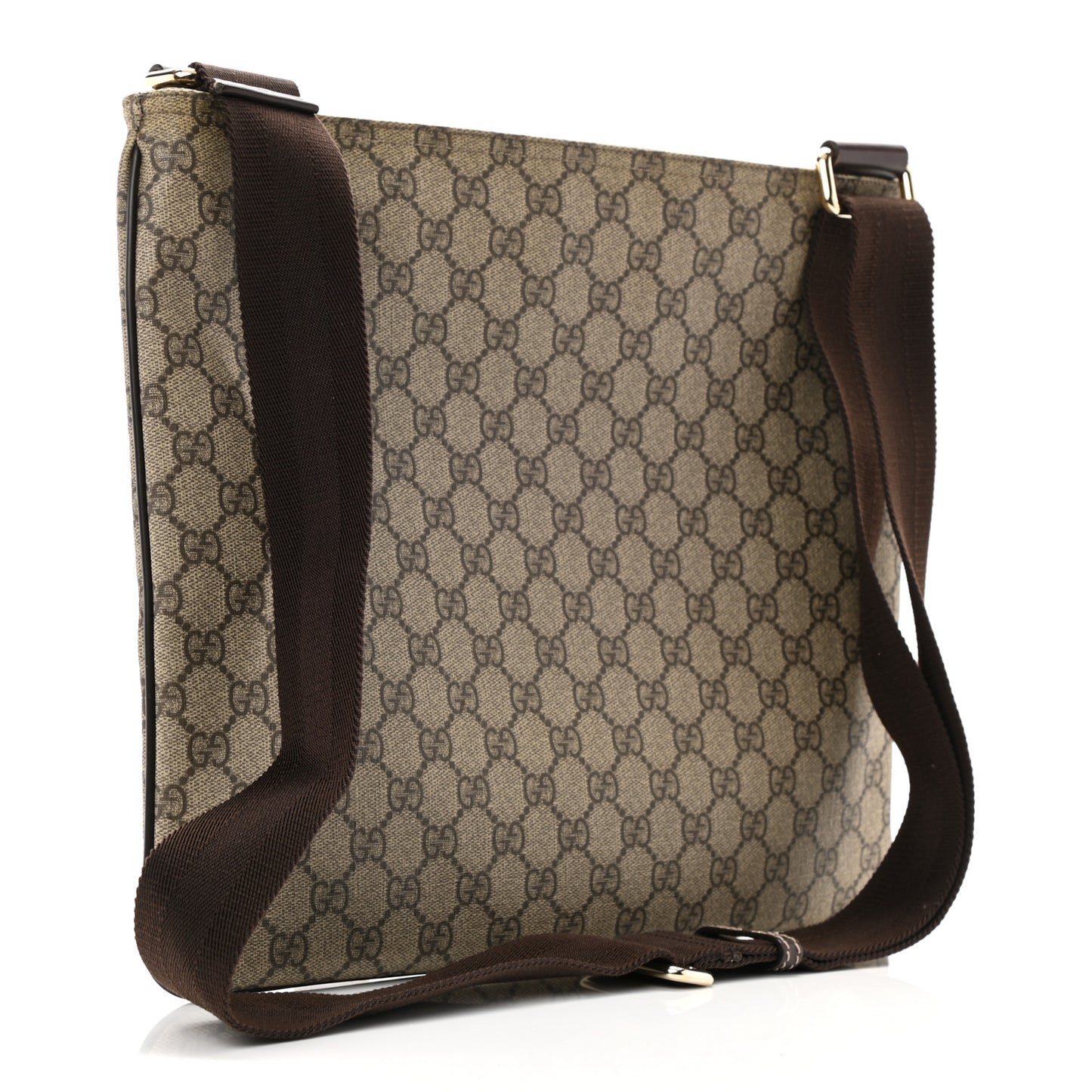 GG Supreme Monogram Medium Flat Messenger Bag Dark Brown