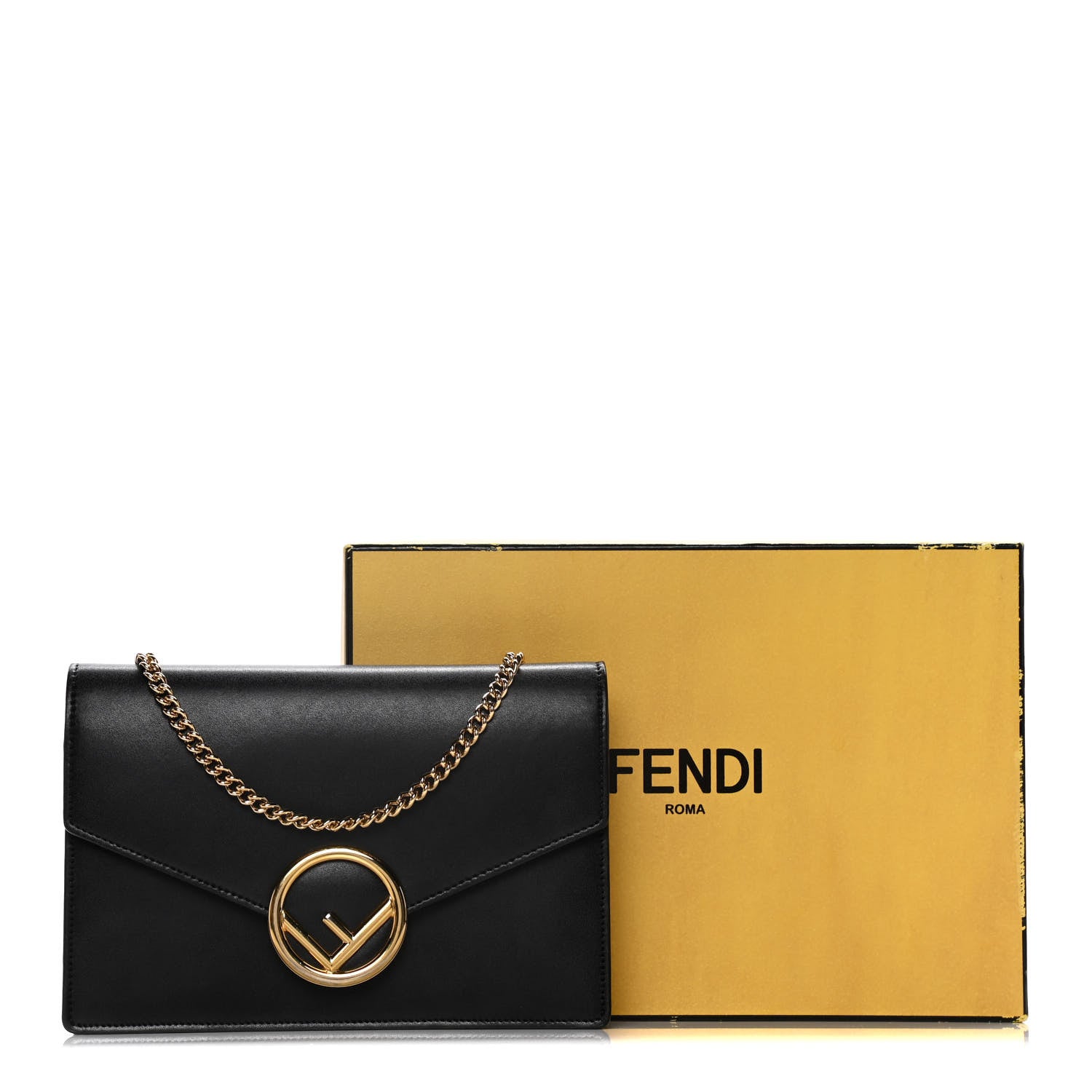 Fendi Vitello Liberty Lucido F is Fendi Medium Envelope Wallet on Chain Black 9 of 16