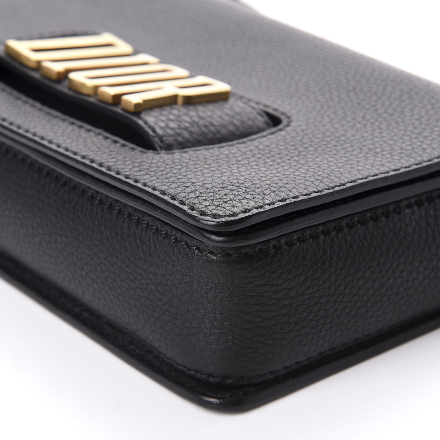 Grained Calfskin Dio(r)evolution Flap Bag Black
