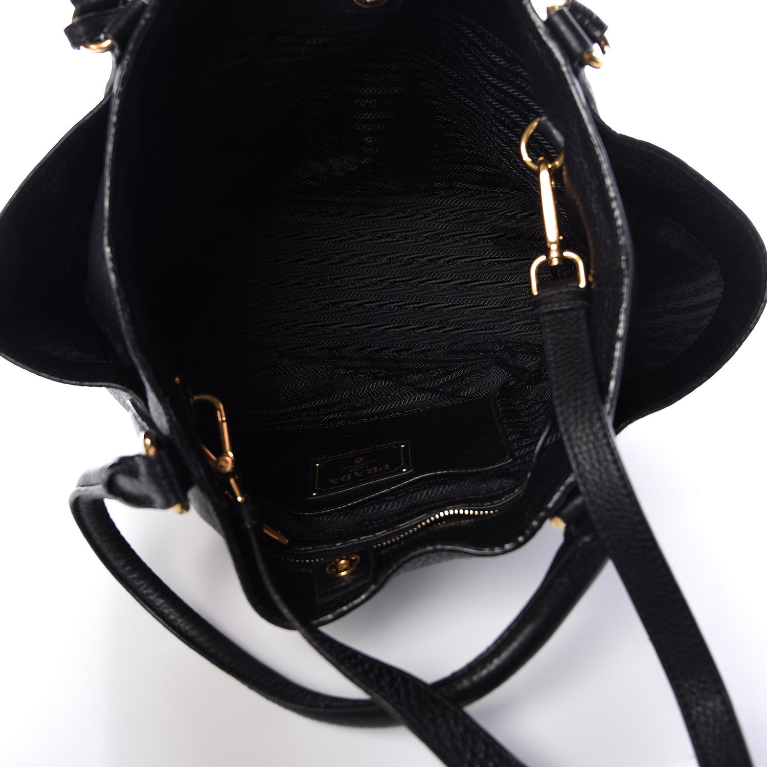 Prada Vitello Daino Side Pocket Hobo Black 5 of 29
