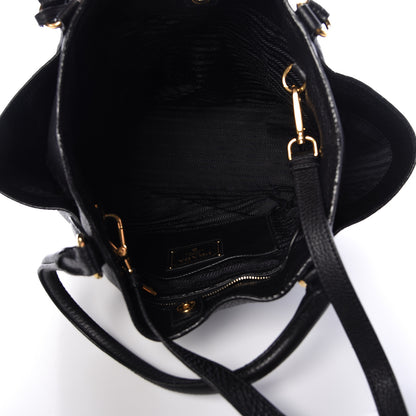Prada Vitello Daino Side Pocket Hobo Black 5 of 29