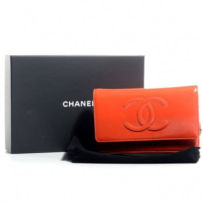 Chanel Patent Caviar Timeless Wallet On Chain WOC Orange 9 of 9