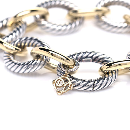 David Yurman Sterling Silver 18K Yellow Gold 17mm Extra Large Oval Link Bracelet 4 of 6