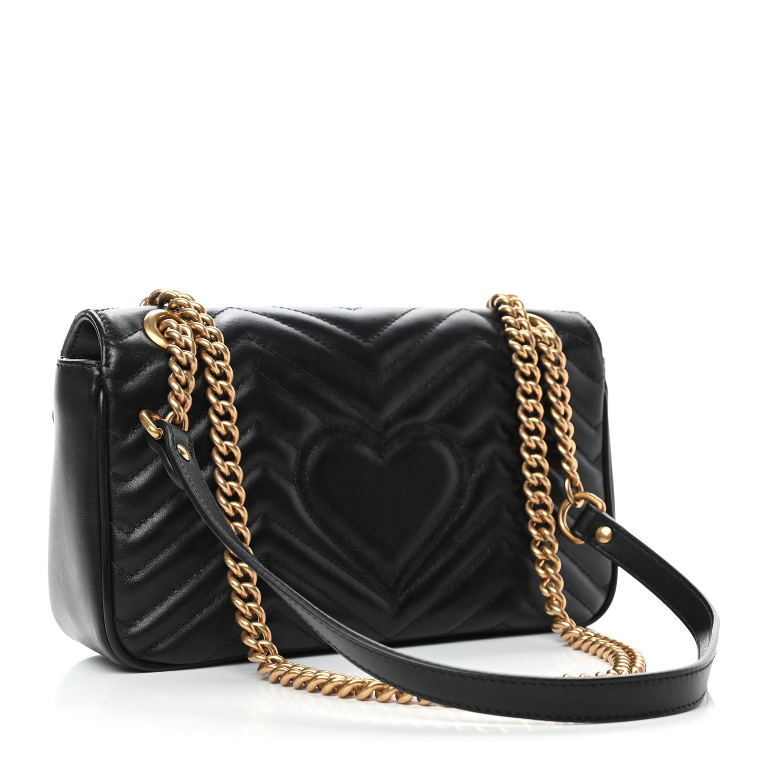 Gucci Calfskin Matelasse Small GG Marmont Shoulder Bag Black 2 of 4