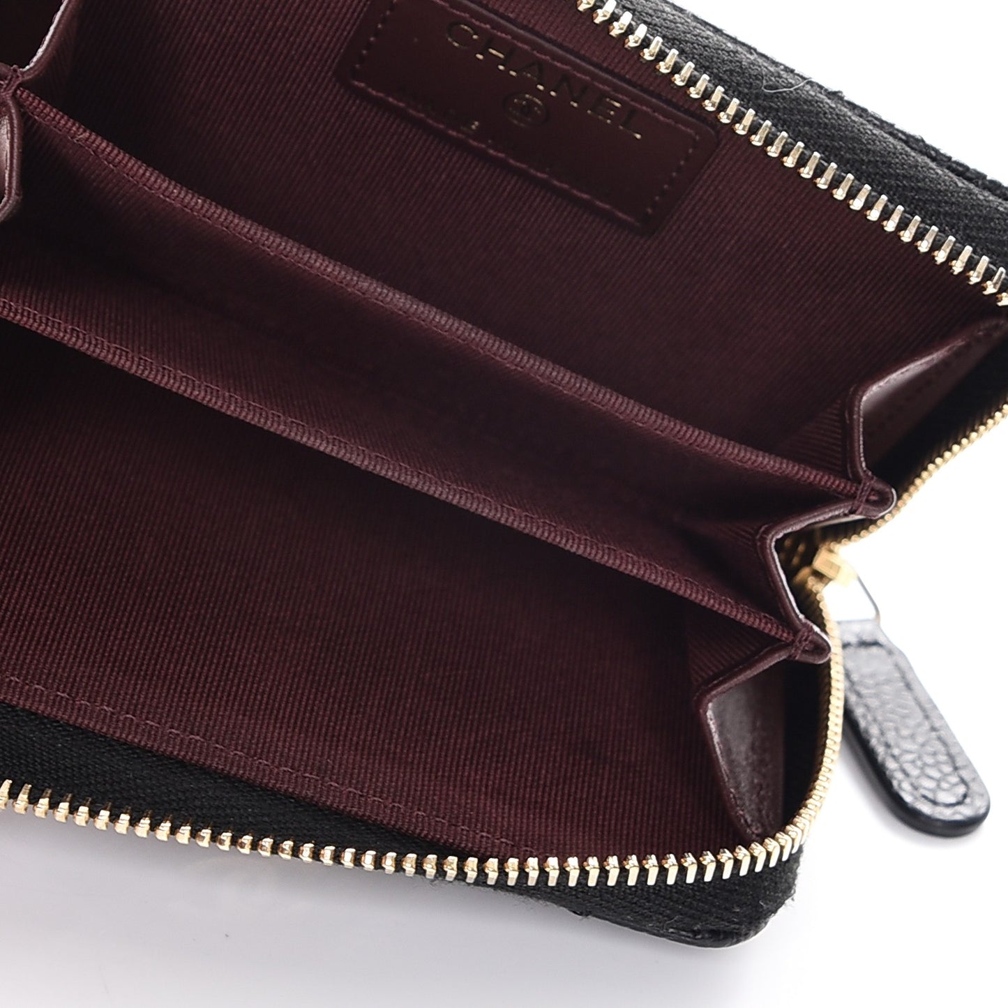 Caviar Quilted Zip Coin Purse Black