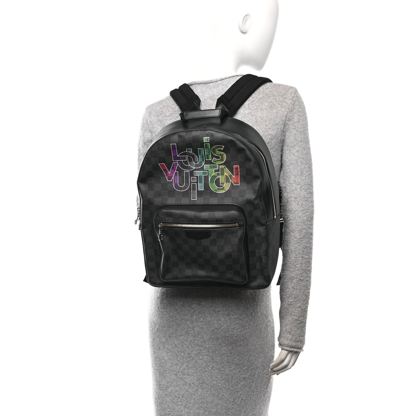 Damier Graphite Logo Josh Backpack Blue Multicolor