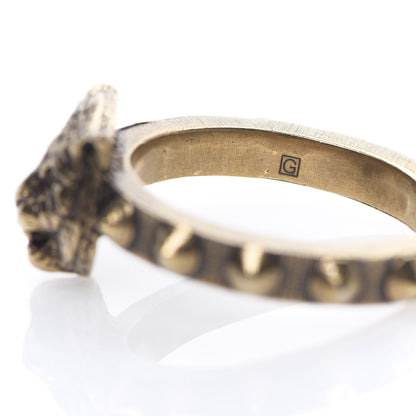 Gucci Metal Feline Head Ring 16 Aged Gold 5 of 5
