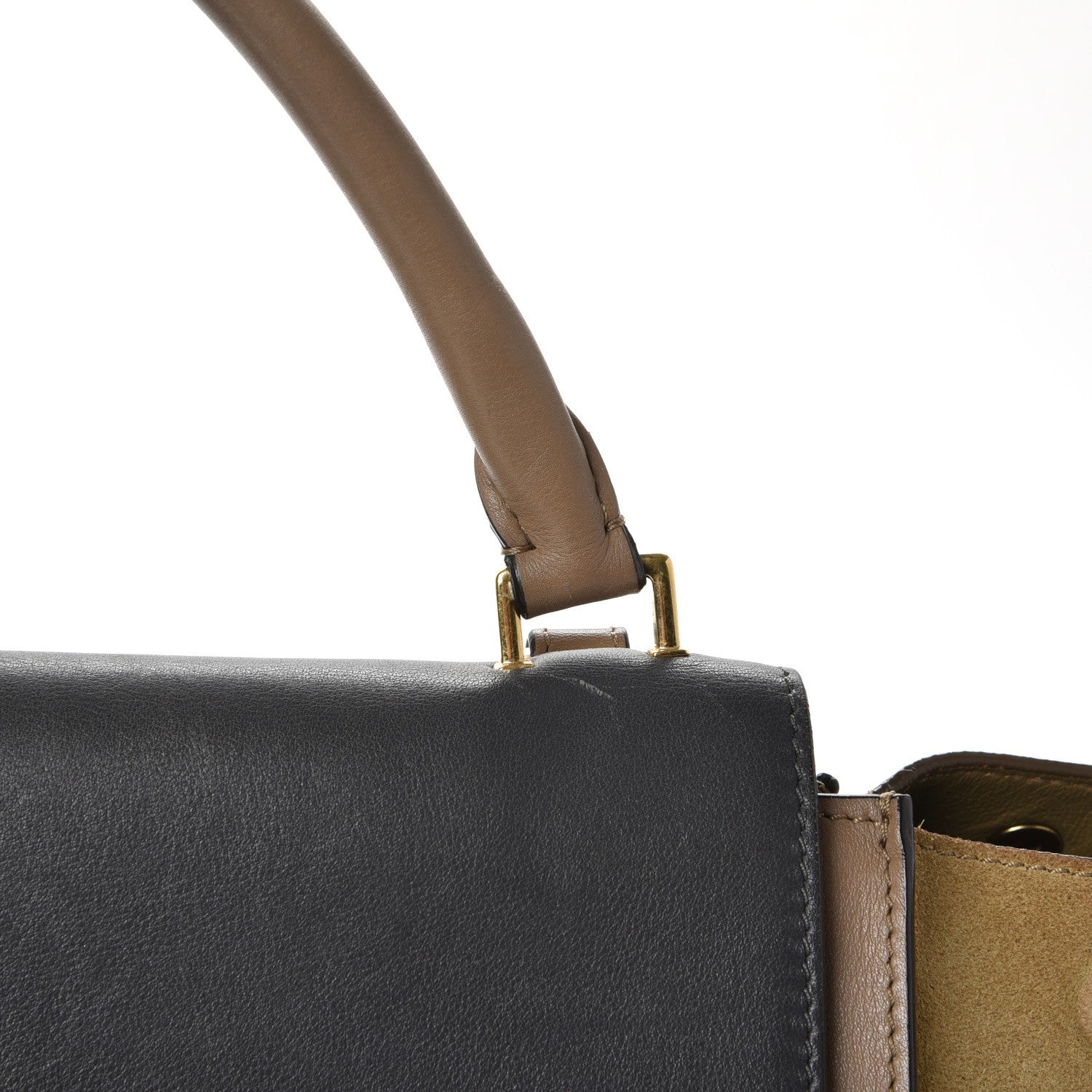 Celine Smooth Calfskin Suede Medium Tri-Color Trapeze Olive 12 of 31