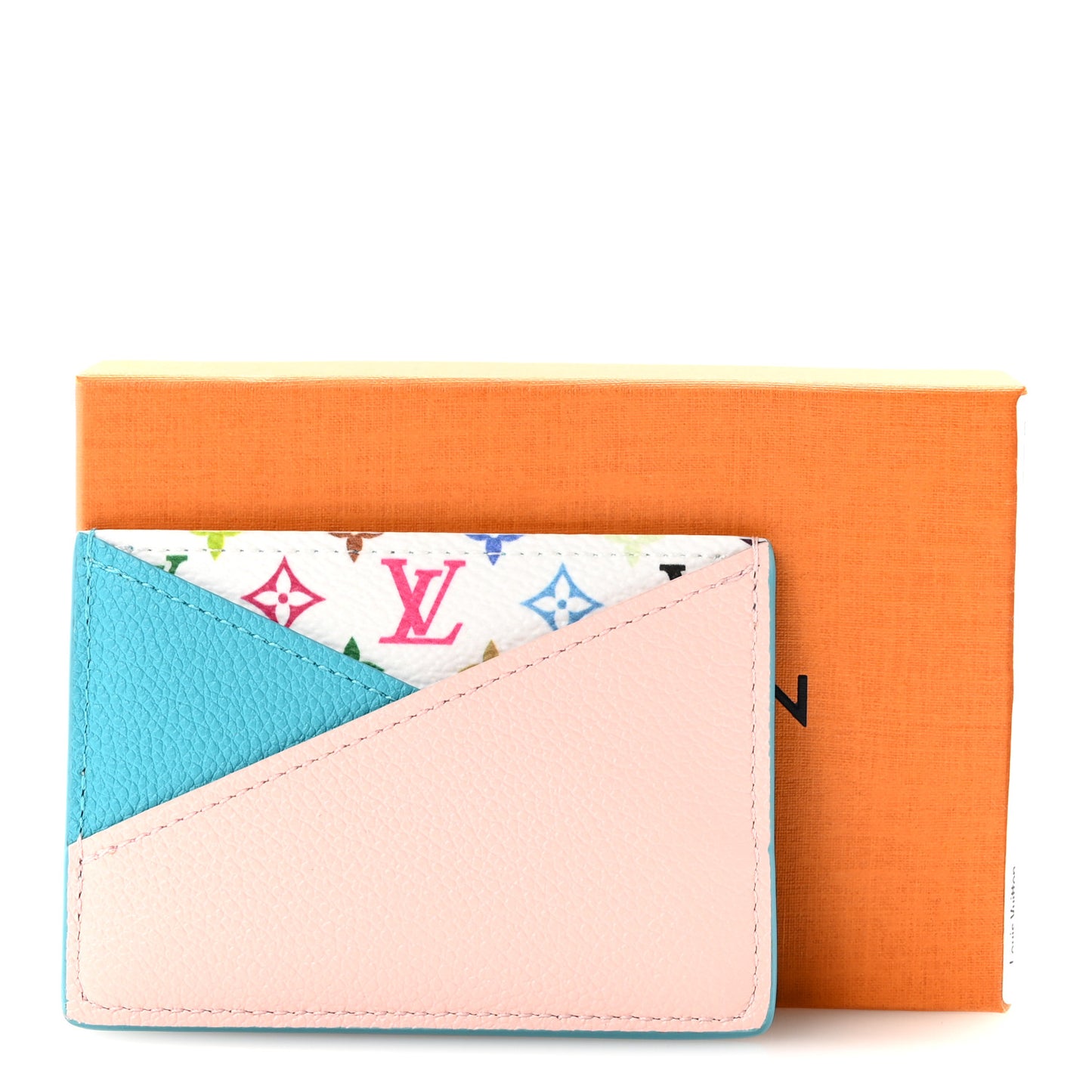 LV X TM Monogram Multicolor Criss-Cross Card Holder Kabira Blue Rose