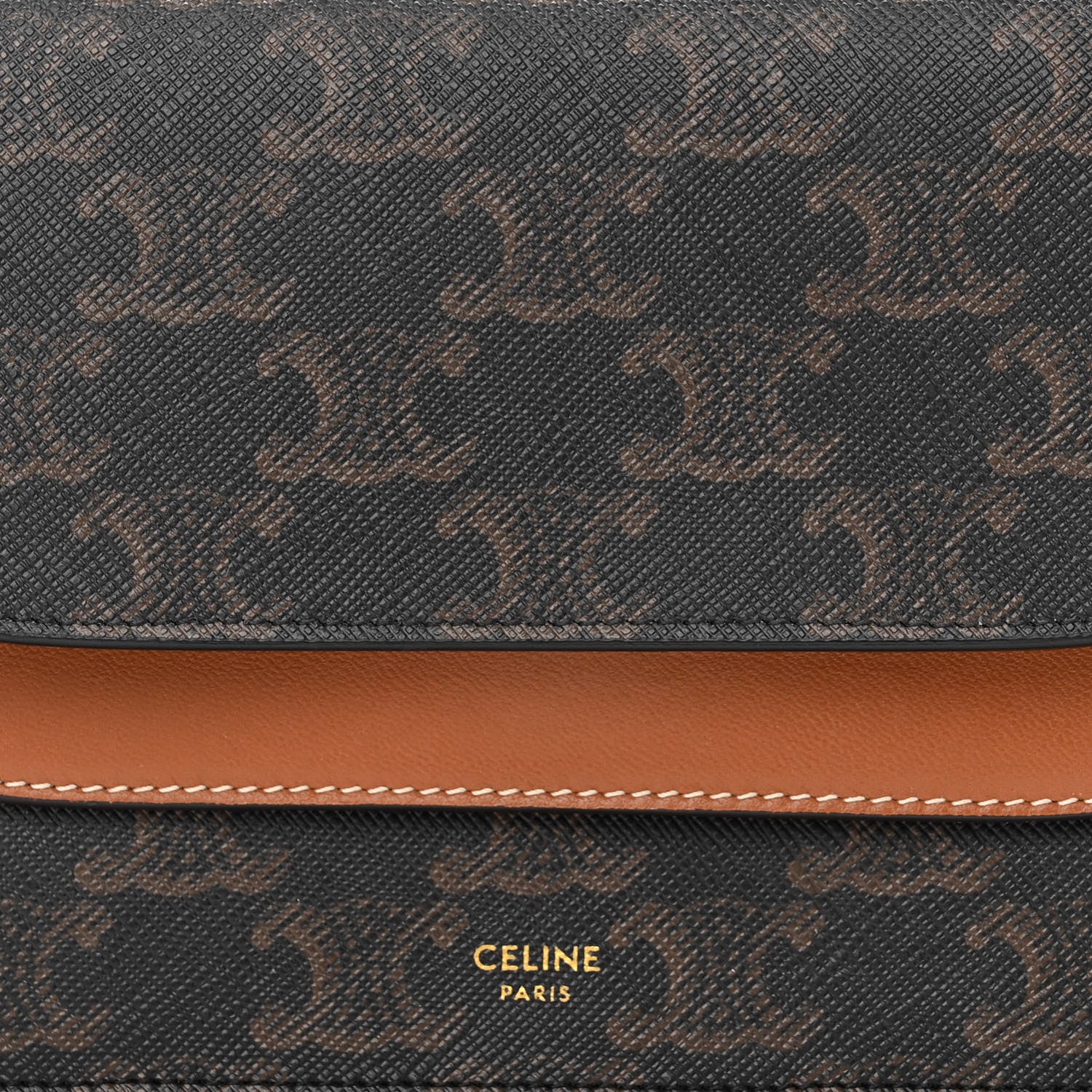 Celine Triomphe Canvas Lambskin Wallet On Strap Tan 7 of 9