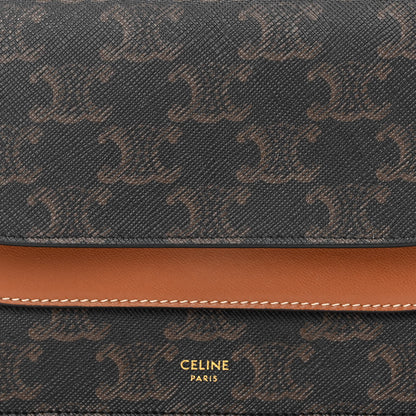 Celine Triomphe Canvas Lambskin Wallet On Strap Tan 7 of 9