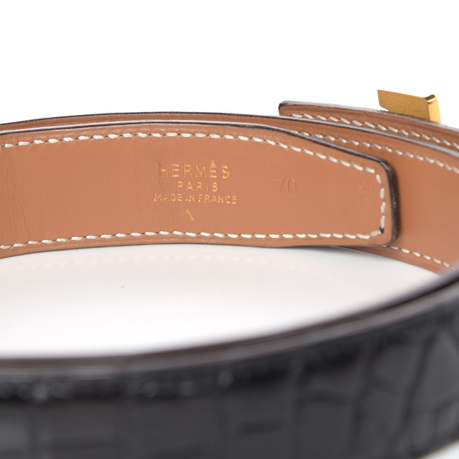 Hermes Shiny Porosus Crocodile 32mm Constance Belt 70 Black 4 of 8