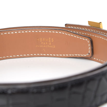Hermes Shiny Porosus Crocodile 32mm Constance Belt 70 Black 4 of 8