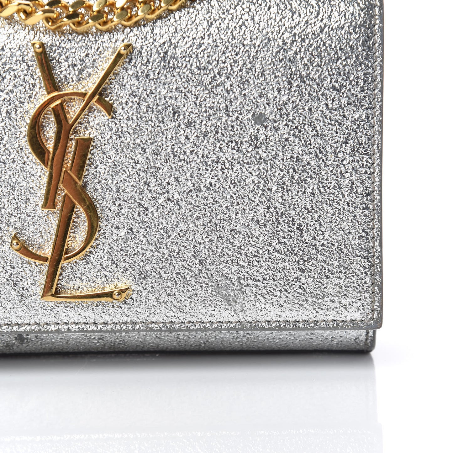 Metallic Calfskin Small Classic Monogram Kate Satchel Pale Gold