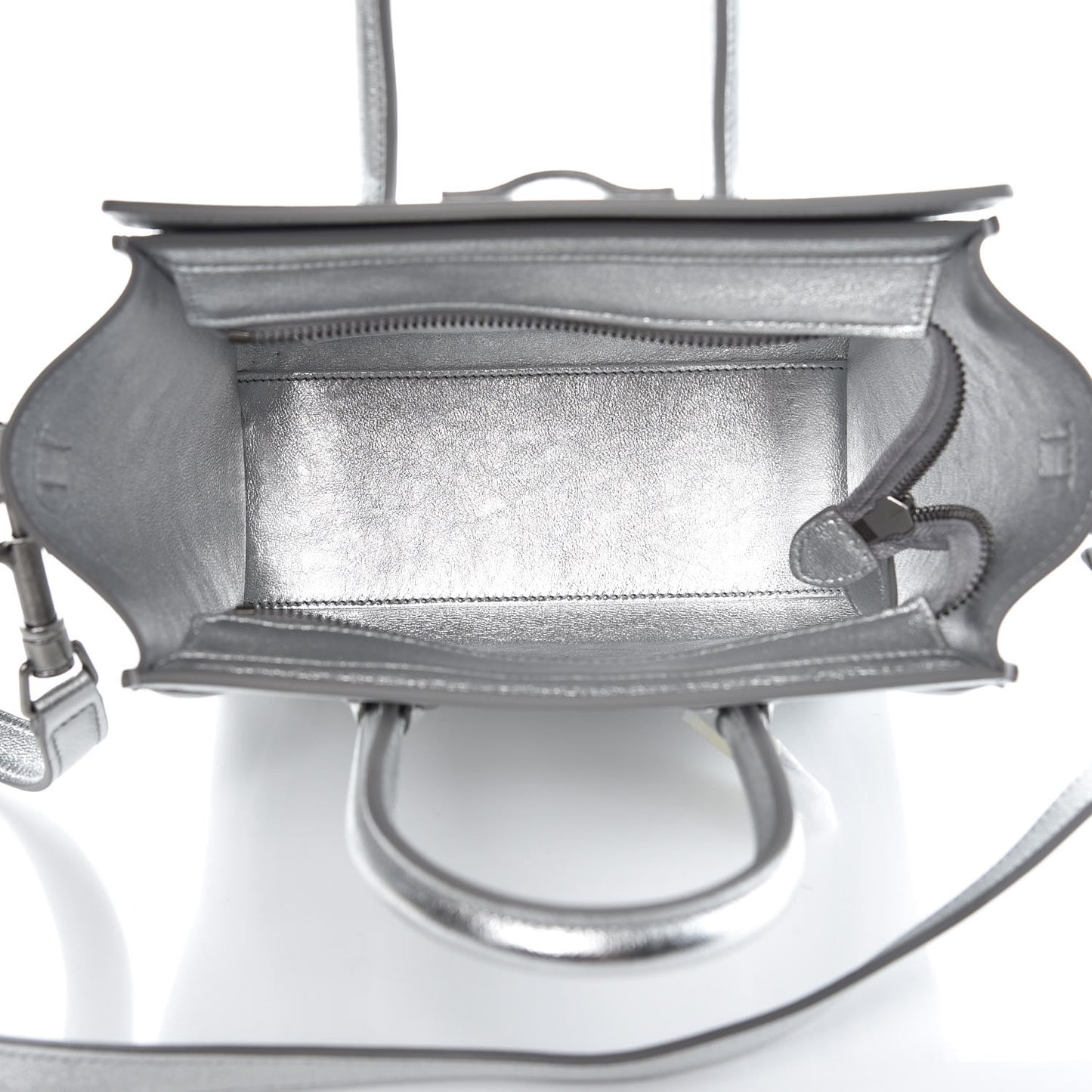 Laminated Lambskin Nano Luggage Silver