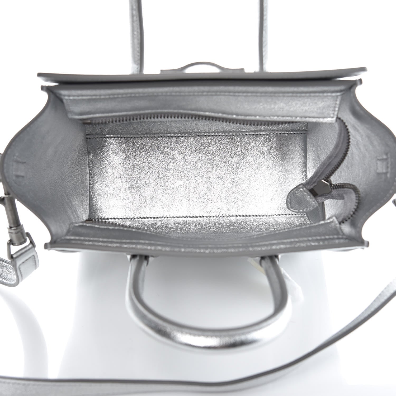 Celine Laminated Lambskin Nano Luggage Silver 4 of 7