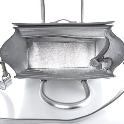 Celine Laminated Lambskin Nano Luggage Silver 4 of 7