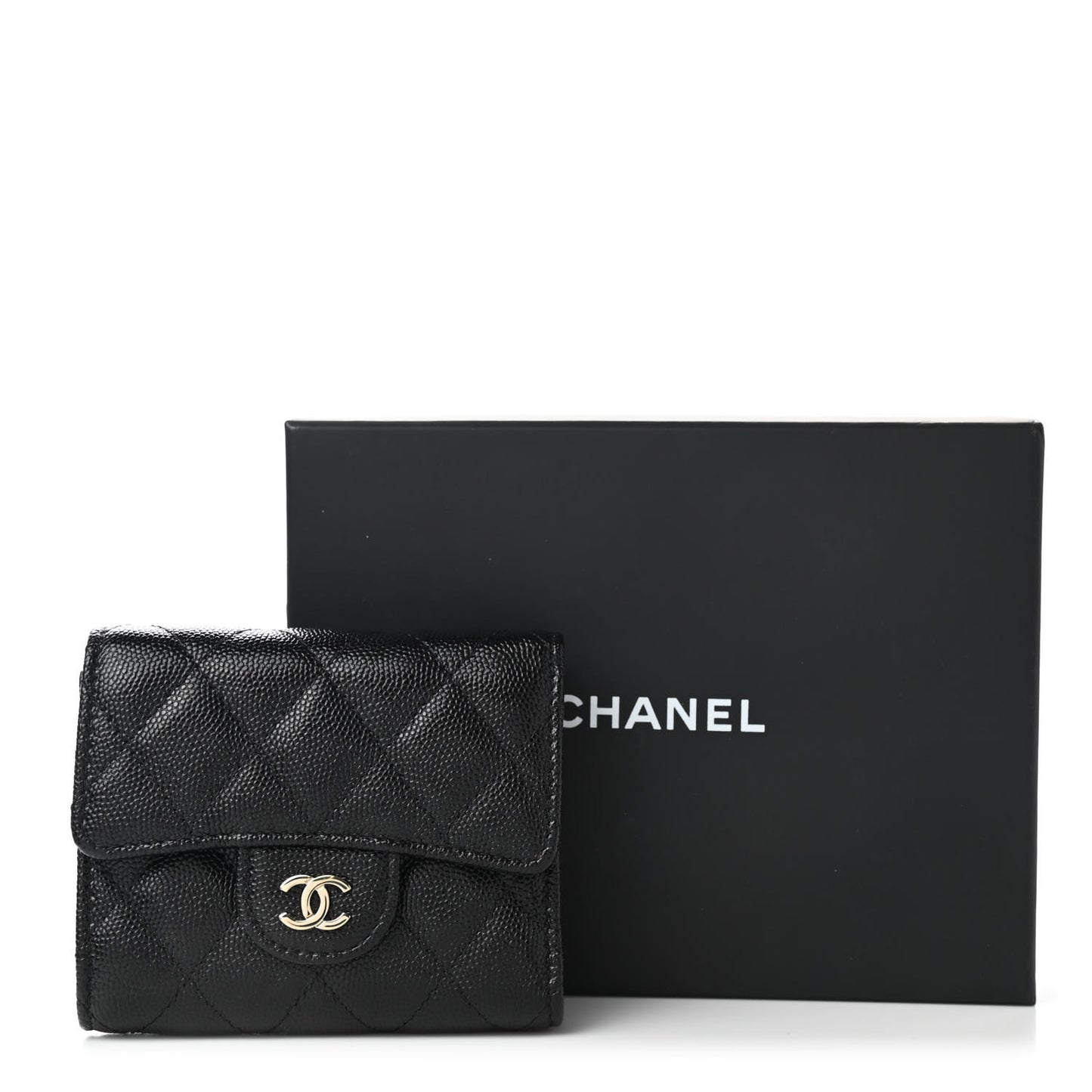 Caviar Quilted Flap Card Holder Black