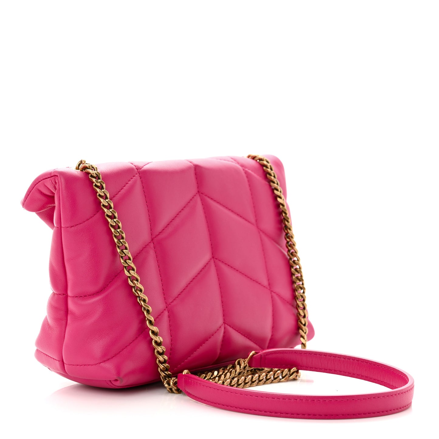 Lambskin Quilted Toy Loulou Puffer Monogram Chain Satchel Bubblegum