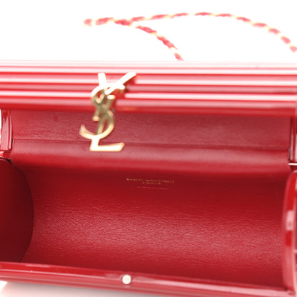 Saint Laurent Ribbed Plexiglass Lambskin Fringe Monogram Opium Box Bag Red 5 of 10
