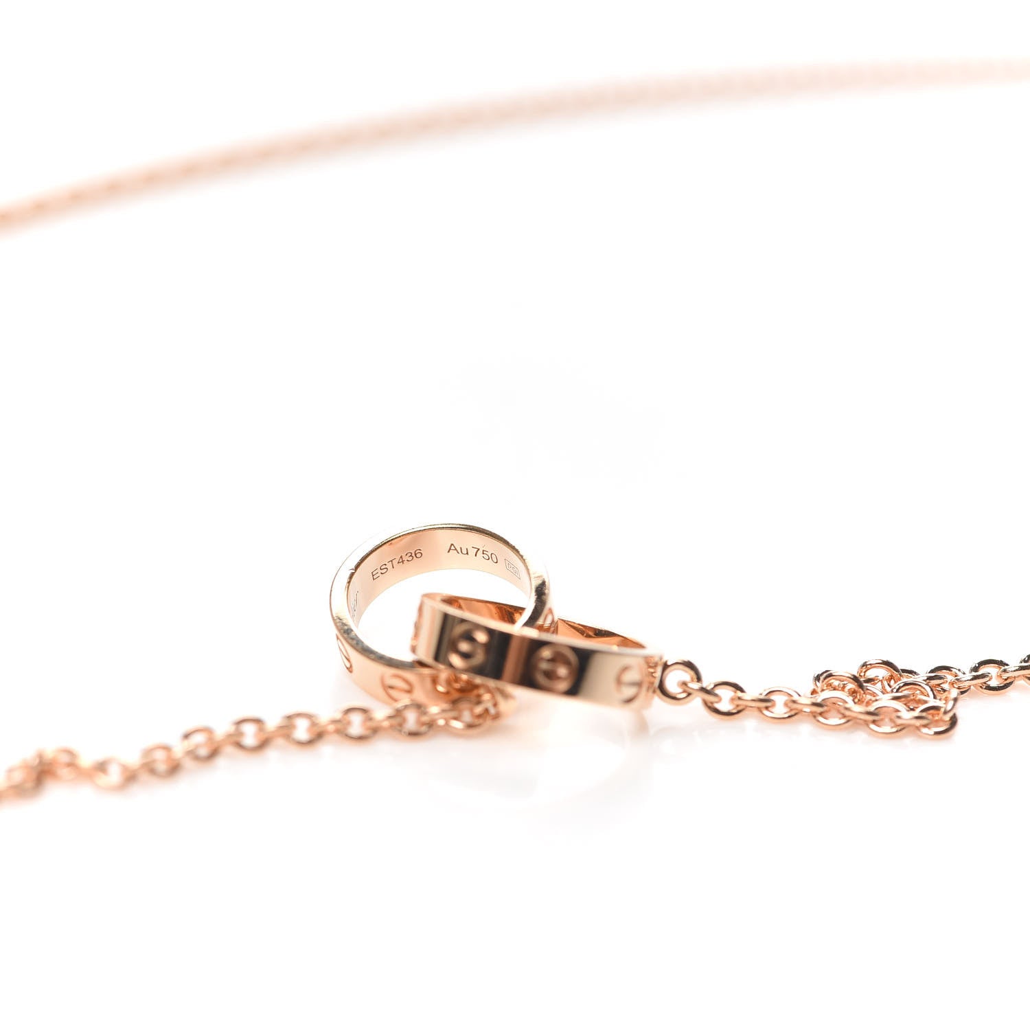 Cartier 18K Pink Gold Interlocking LOVE Necklace 6 of 8