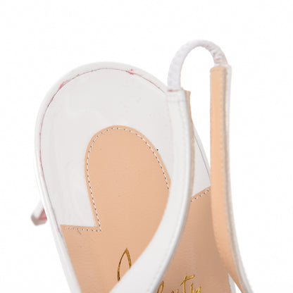 Christian Louboutin Patent Drama Sling 70 Pumps 41.5 Latte Silver 9 of 11