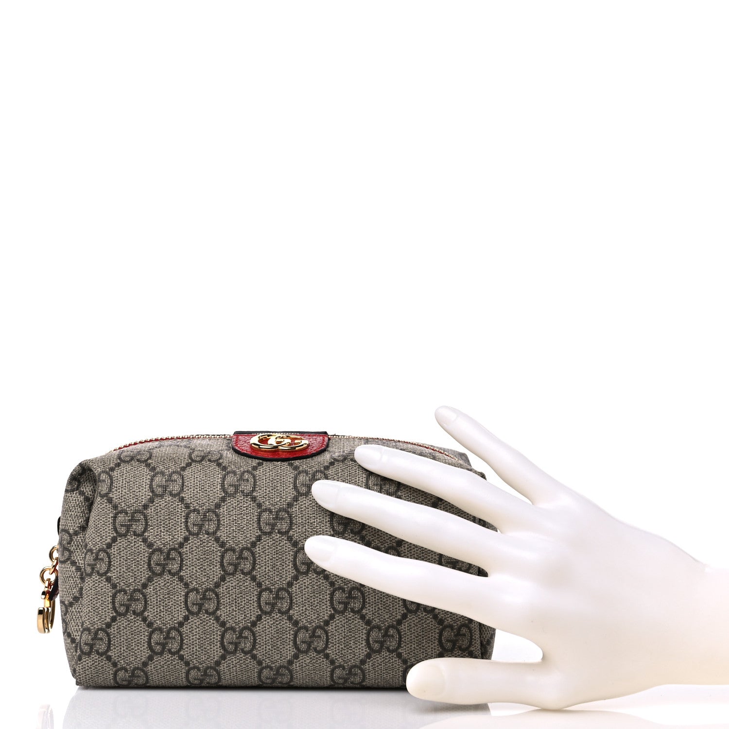 Gucci Soft GG Supreme Monogram Calfskin Medium Ophidia Cosmetic Case Beige Ebony Hibiscus Red 2 of 10