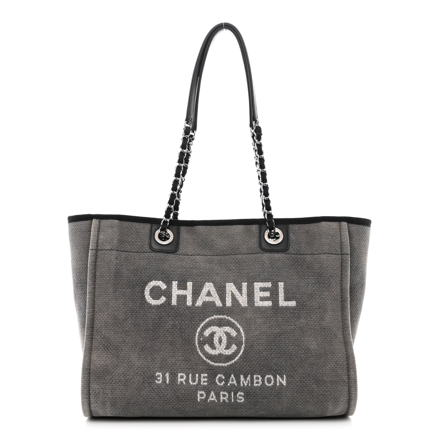 Chanel Canvas Small Deauville Tote Grey 1 of 16