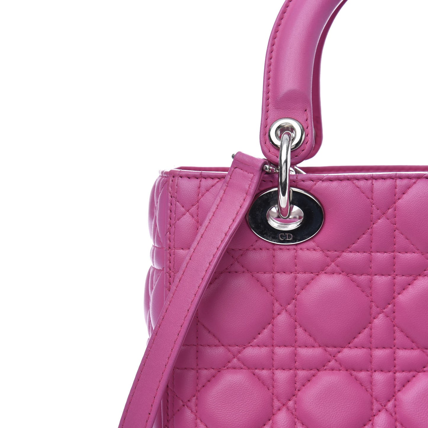 Lambskin Cannage Medium Lady Dior Fuchsia