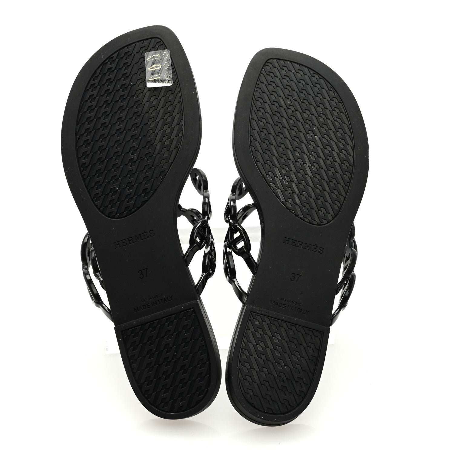 Hermes Rubber Chaine d'Ancre Island Sandals 37 Black 5 of 7