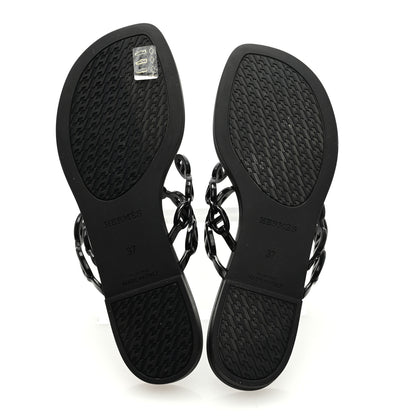 Hermes Rubber Chaine d'Ancre Island Sandals 37 Black 5 of 7